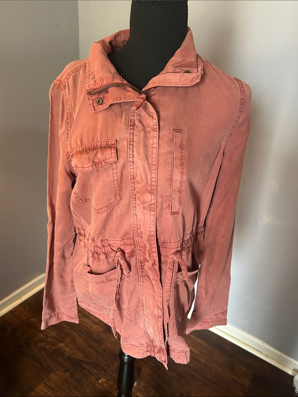 SO Women Juniors Lightweight Utility Jacket - Dusty Rose Size Small